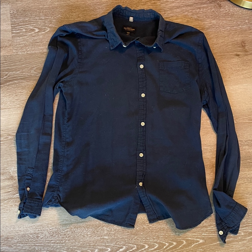 Classic Deep Blue Men's Button Down Shirt